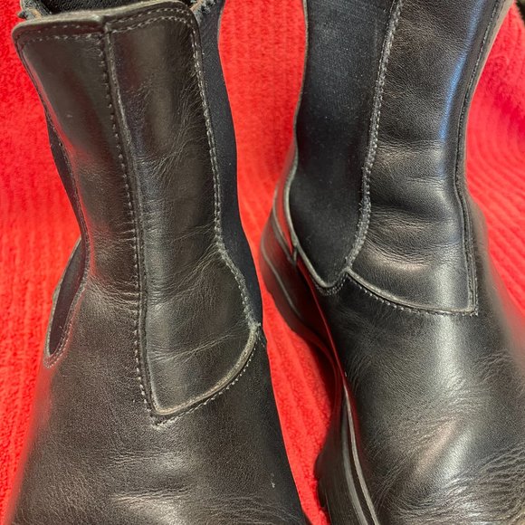 Prada Mens Chelsea Boots Black Leather Mid Calf Round Toe Pull On Made In Italy - Picture 12 of 16